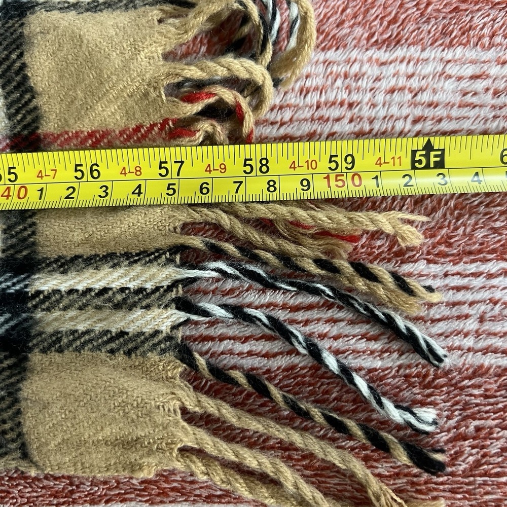 Burberry 100% Cashmere Nova Check Scarf Camel Plaid Made in England London 2000s - Picture 7 of 8
